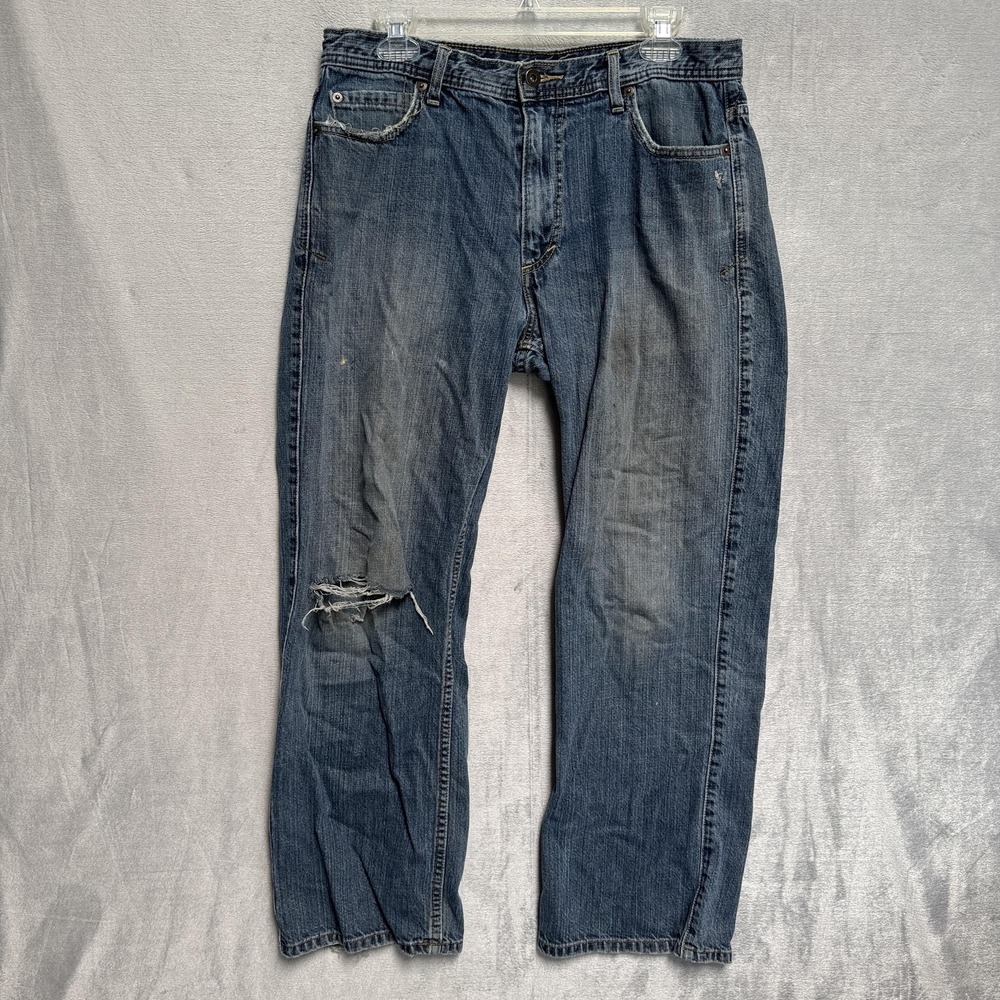 Vintage Dockers D3 Jeans Mens 34x30 Blue Classic‎ Fit Straight Distressed Denim